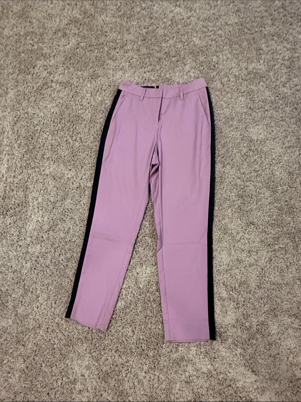 Wildfang Lavender Ankle Pants with Black Side Stripe’s Blue